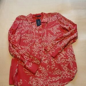 Lafayette 148 New York Vibrant Coral Pink Blouse